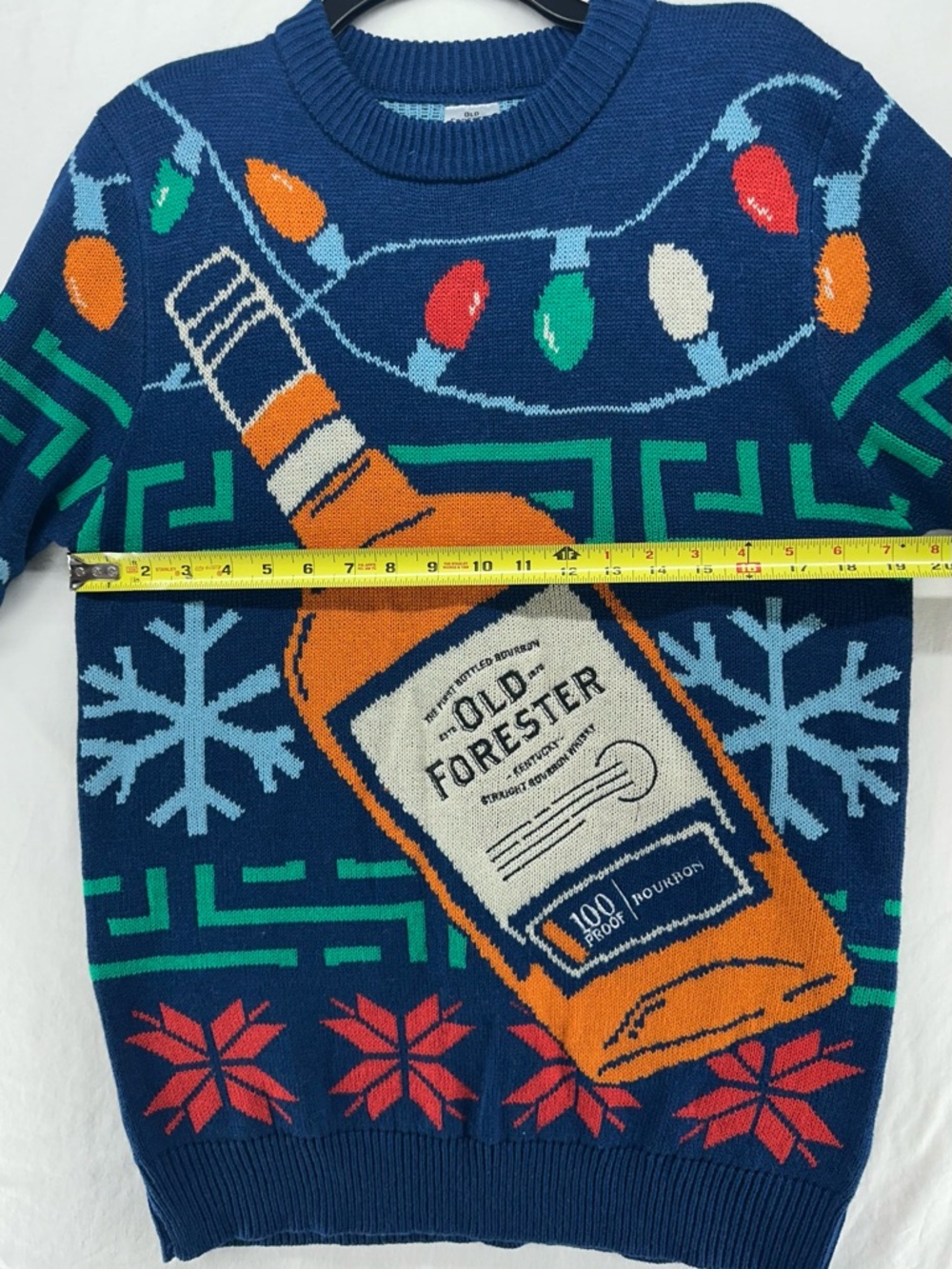 Old Forester Bourbon Festive Blue Crewneck Christmas‎ Sweater Size M - Picture 5 of 7